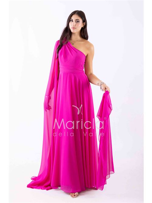 abito lungo fiore chiffon MARICLA ELEGANCE | FI7401FUCSIA